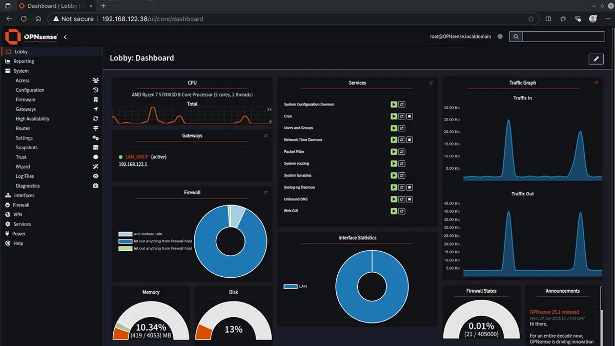 OPNsense 25.7.11 что нового
