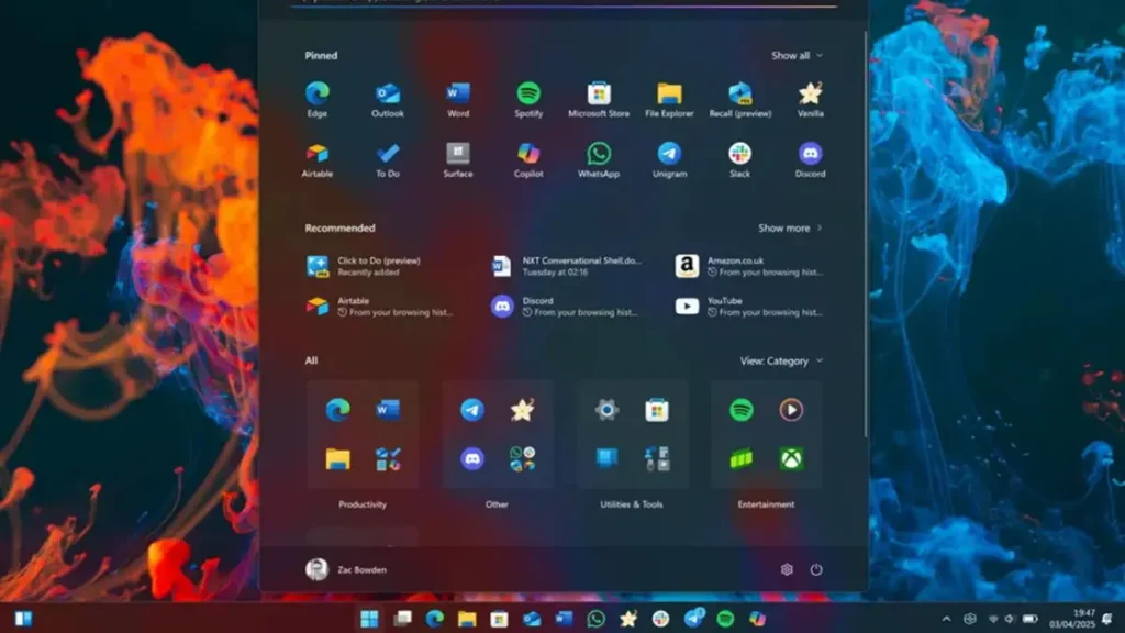 Windows 11 меню Пуск