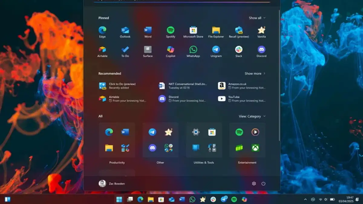 Windows 11 меню Пуск