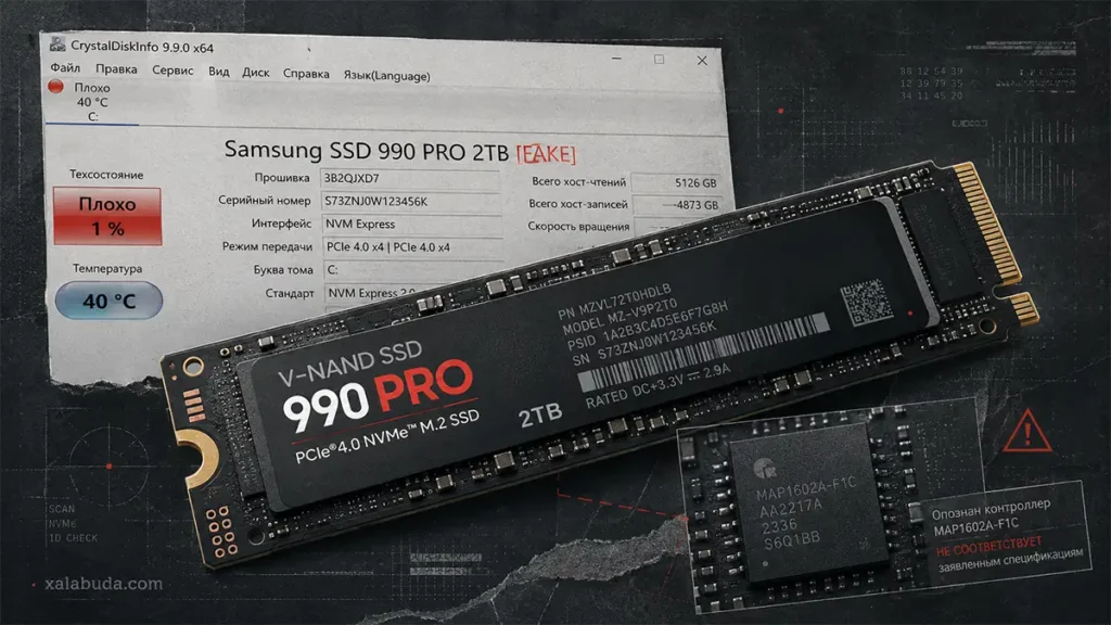 CrystalDiskInfo 9.9.0 обнаруживает поддельные Samsung SSD