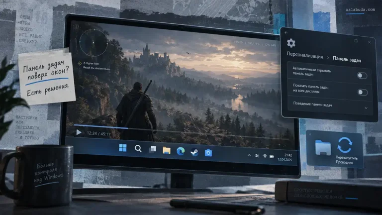 windows 11 панель задач поверх всех