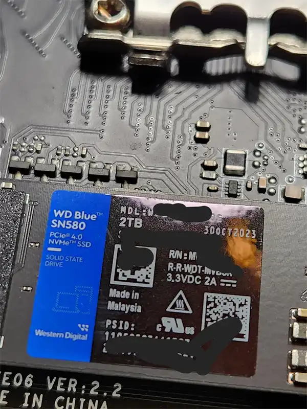 WD Blue SN580 на 2 ТБ